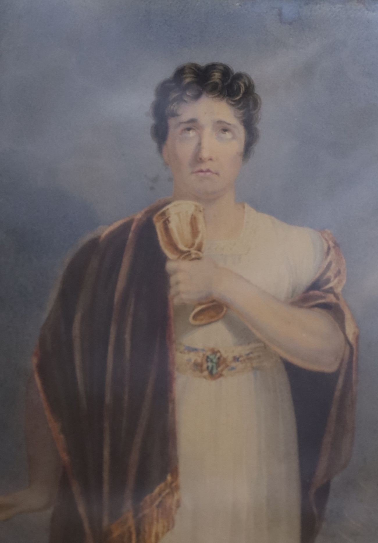 John Kennedy, early 19th century watercolour of John Philip Kemble as Brutus, 16 x 12cm, together with three contemporary play bills